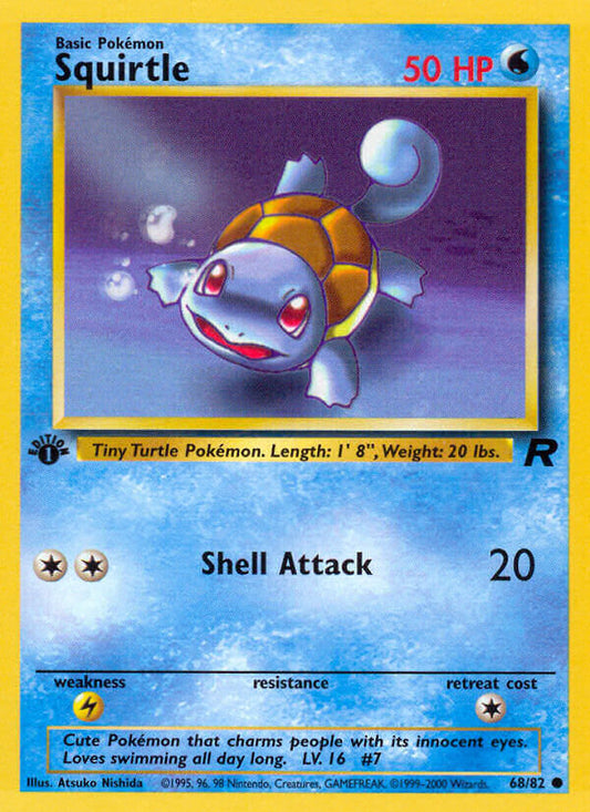 Squirtle 2000 Team Rocket 1st Edition #68/82 Trading Card Damaged