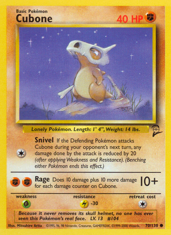 Cubone 2000 Base Set 2 #70/130 Trading Card Heavily Played