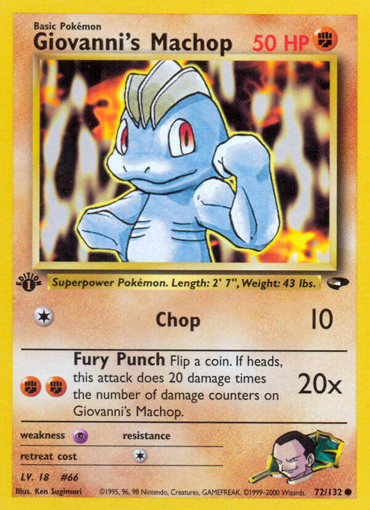 Giovanni's Machop 2000 Gym Challenge 1st Edition #72/132 Trading Card Near Mint