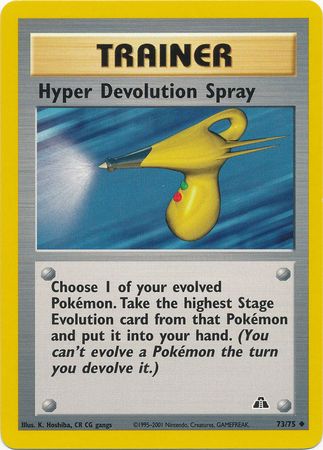 Hyper Devolution Spray 2001 Neo Discovery Unlimited #73/75 Trading Card Moderately Played