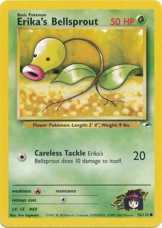 Erika's Bellsprout 2000 Gym Heroes Unlimited #76/132 Trading Card Near Mint