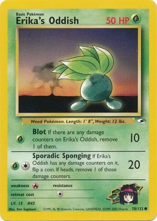 Erika's Oddish 2000 Gym Heroes Unlimited #78/132 Trading Card Near Mint