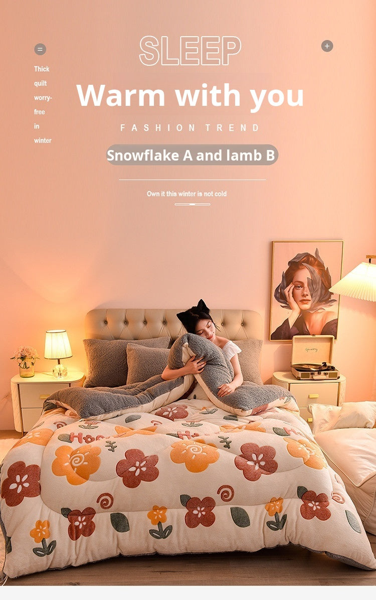 Manta de lana de cordero – Edredón de invierno de terciopelo de doble cara engrosado Cálido para cama y dormitorio