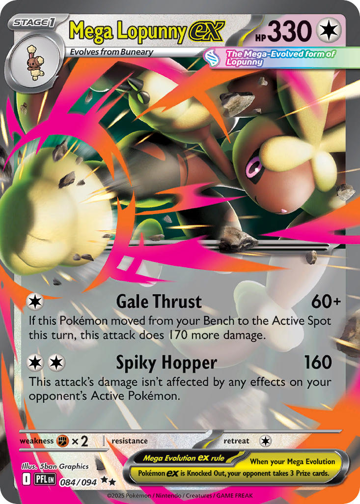 Mega Lopunny ex #084/094 Llamas Fantasmales 2025 Casi Nuevo