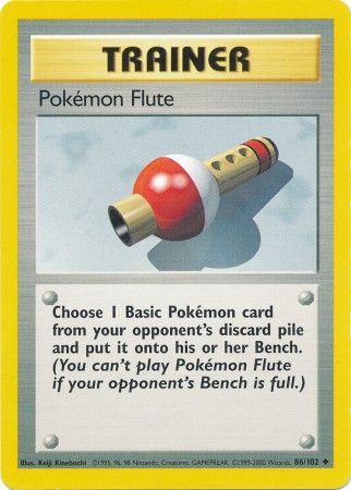 Pokemon Flute 1999 Base Set Unlimited #86/102 Trading Card Lightly Played