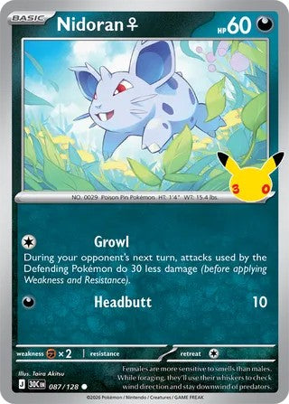 Nidoran #087/128 30th Celebration 2026 Near Mint