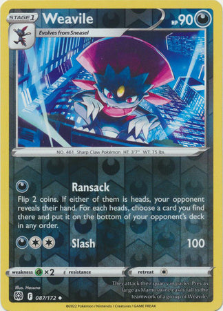 Weavile #087/172 Brilliant Stars 2022 Casi Nuevo