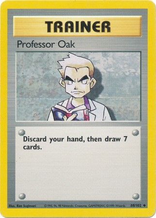 Profesor Oak 1999 Base Set Unlimited #88/102 Carta Coleccionable Casi Nueva