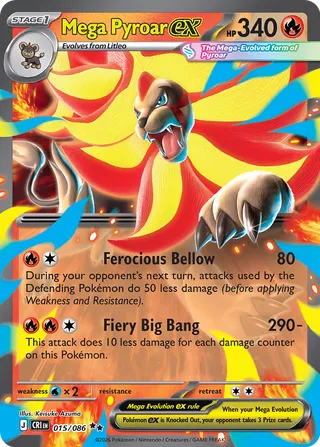 Mega Pyroar ex #015/086 Alzamiento del Caos Casi Nueva
