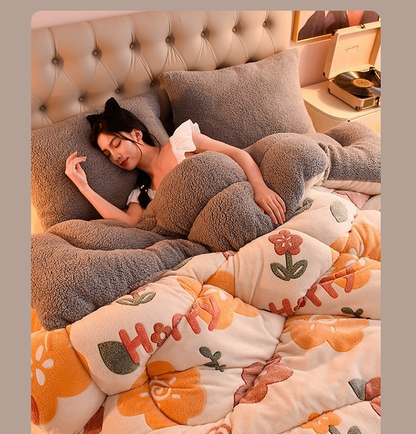 Manta de lana de cordero – Edredón de invierno de terciopelo de doble cara engrosado Cálido para cama y dormitorio