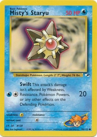 Misty's Staryu 2000 Gym Heroes Unlimited #90/132 Trading Card Lightly Played