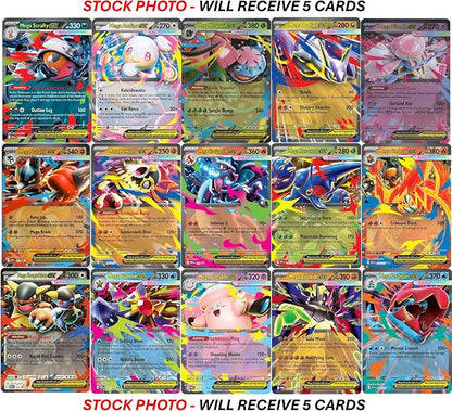 5 Pokemon - Mega Evolution ex Ultra Rare Card Lot - Assorted Variety - No Duplicates