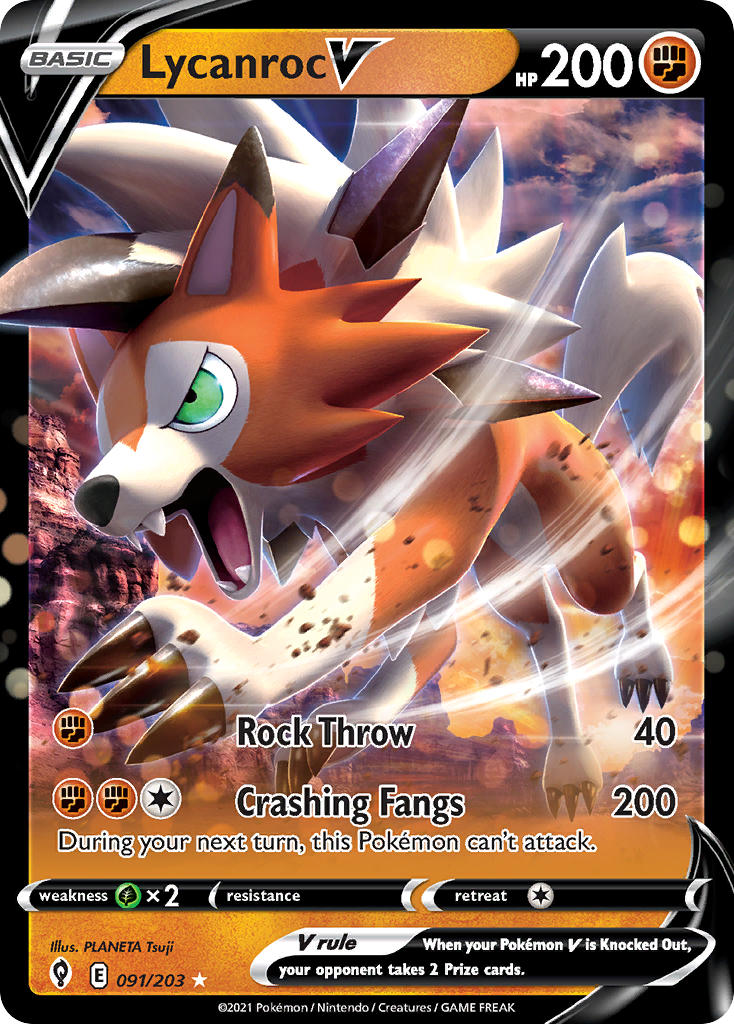 Lycanroc V #091/203 Evolving Skies 2021 Near Mint