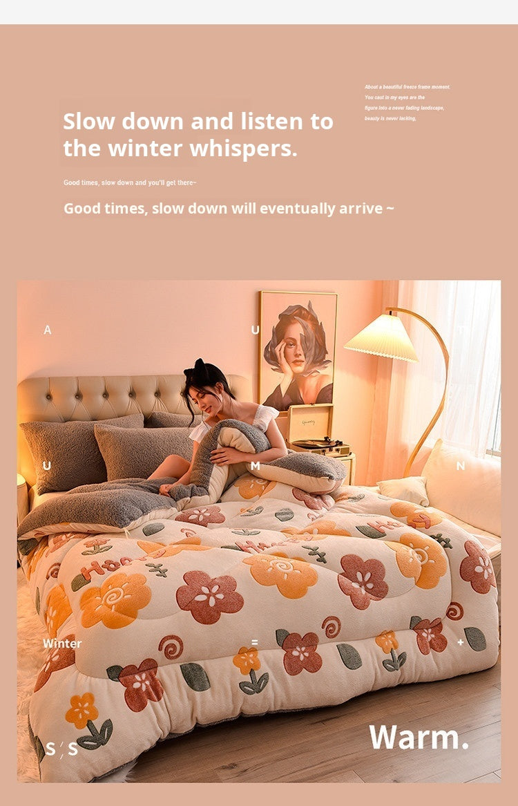 Manta de lana de cordero – Edredón de invierno de terciopelo de doble cara engrosado Cálido para cama y dormitorio
