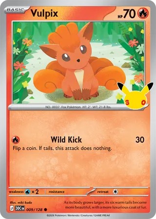 Vulpix #009/128 30th Celebration 2026 Near Mint