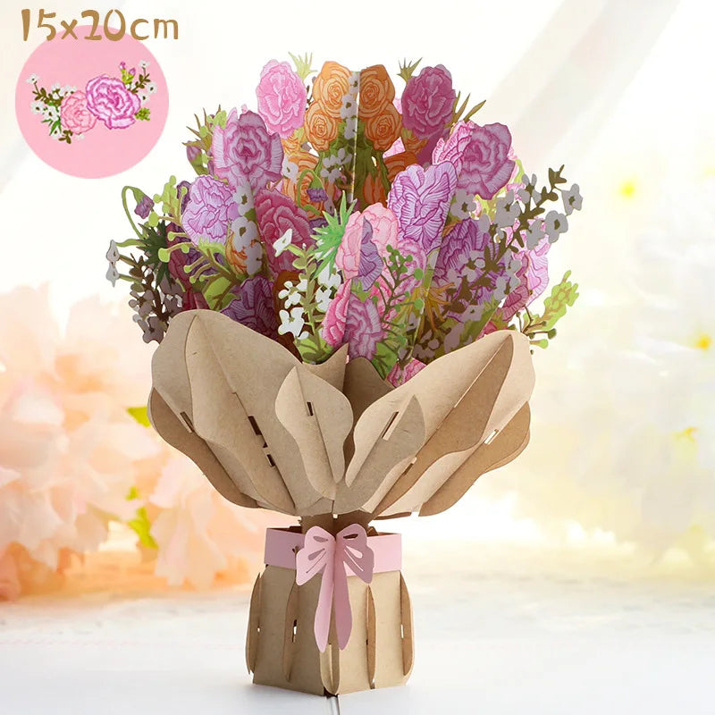 3D Pop-Up Greeting Card – Happy Birthday, Mother’s Day, Father’s Day, Love Mom Dad, Rose Flower, Easter & Thank You Gift