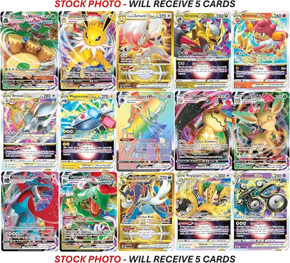 Paquete de 5 cartas de Pokémon VMAX/VSTAR - X2 VSTAR - X2 VMAX - X1 Secreta Rara - Sin Duplicados