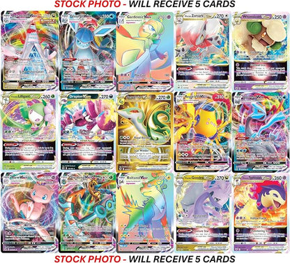 Paquete de 5 cartas de Pokémon VMAX/VSTAR - X2 VSTAR - X2 VMAX - X1 Secreta Rara - Sin Duplicados