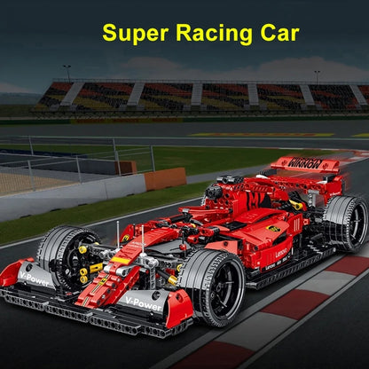 1200PCS Super Racing Car Building Blocks – Classic Red Sports Car 3D Model Construction Set, Creative Desktop Decor & Christmas Gift for Kids and Adults