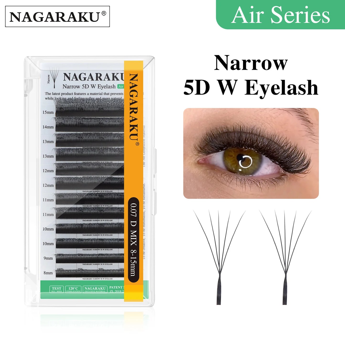 NAGARAKU V Shape Premade Eyelash Extensions – 2D/3D/4D/5D W Volume Fans for Natural Soft Fluffy Volume Lash Look