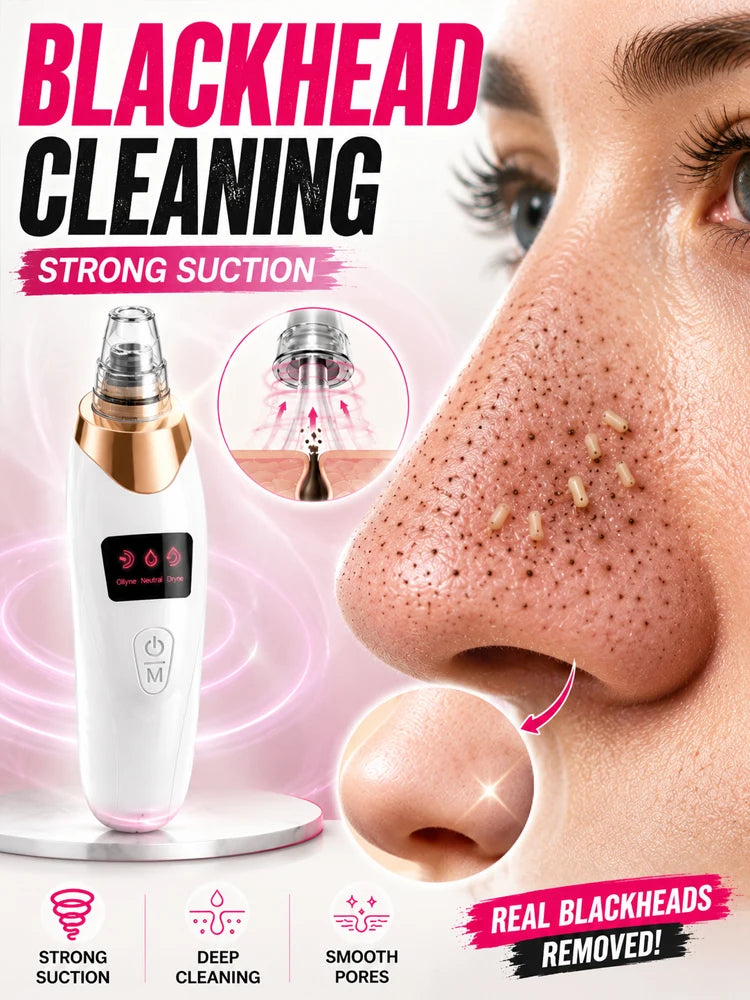 Electric Blackhead Remover & Pore Cleaner – Facial Vacuum Skin Cleaning Device for Blackheads, Pimples & Acne, Portable Pore Care Tool