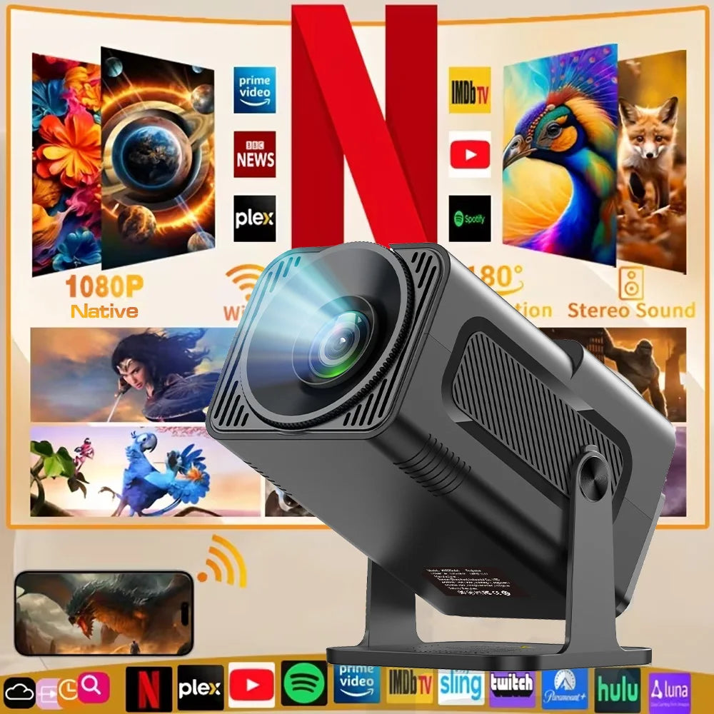 HY320 Mini Projector – 4K Supported Android 13 Portable Projector with Native 720P, 390 ANSI Lumens, WiFi 6 & Bluetooth 5.0