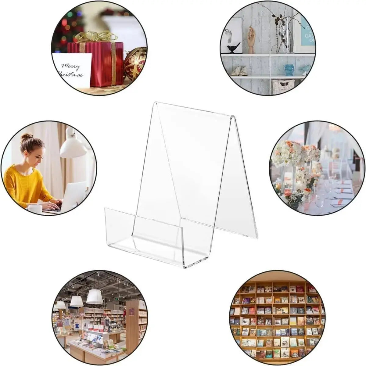 Présentoir à livres en acrylique transparent – Chevalet réglable pour livres, œuvres d'art, albums, CD et partitions (lot de 1/2/6)
