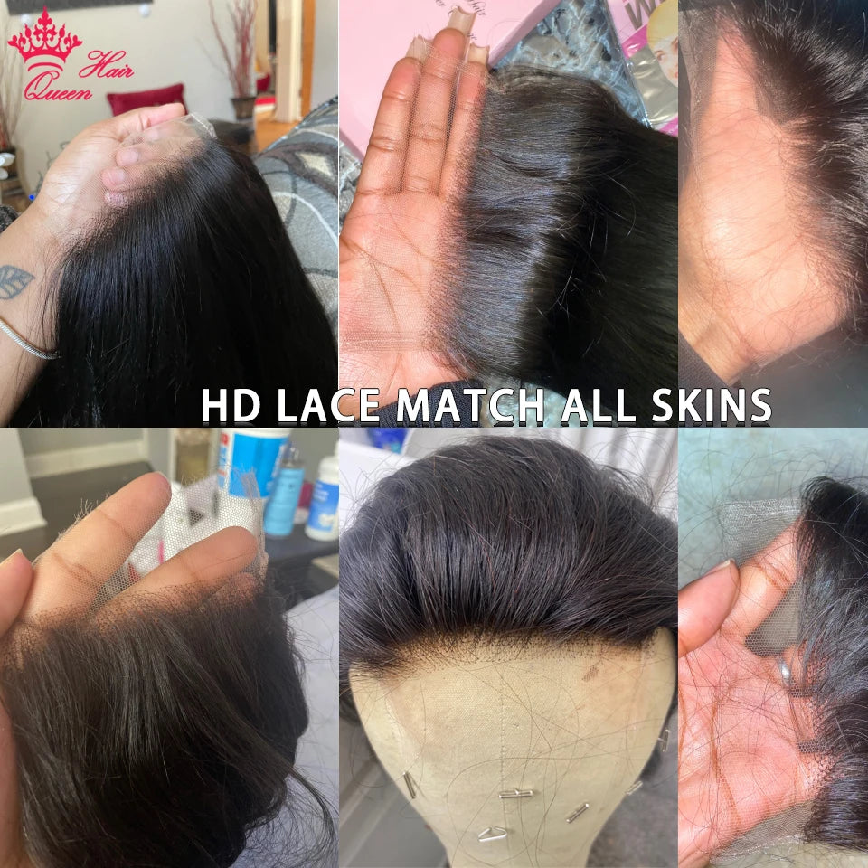 Frontal y cierre de encaje invisible HD de cabello humano virgen con ondas o liso – 13x6, 13x4, 7x7, 6x6, 5x5, 4x6 y 4x4