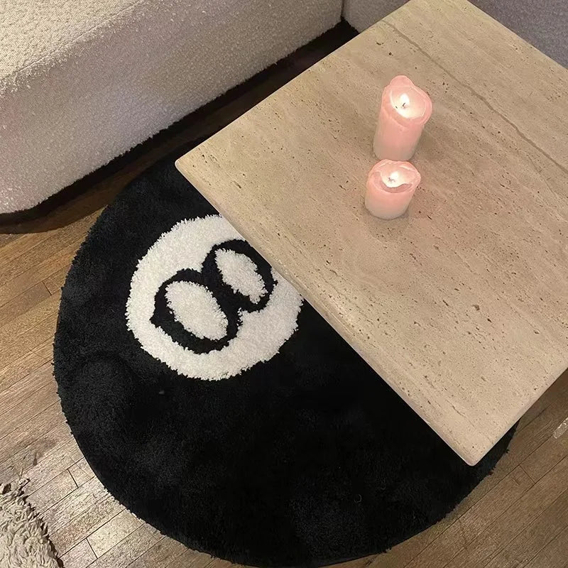 LAKEA Halloween 8 Ball Rug – Spooky Round Tufted Accent Mat, Soft Indoor Home Decoration Carpet, Horror Movie Inspired Floor Rug, Halloween Gift & Party Decor