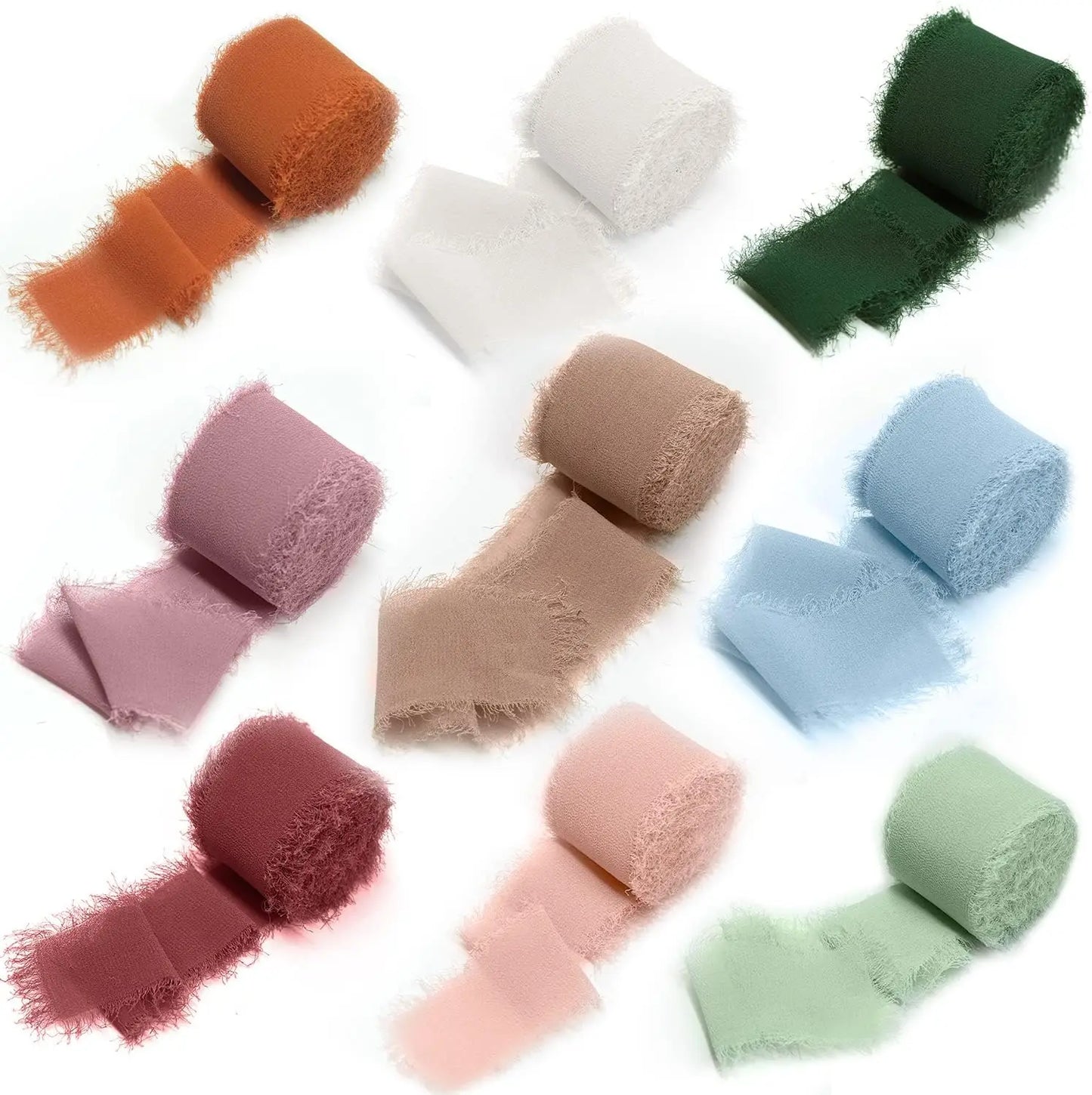 Ruban de soie en mousseline effilochée de 5 m – Ruban fait main déchiré pour bouquet de mariage et emballage cadeau
