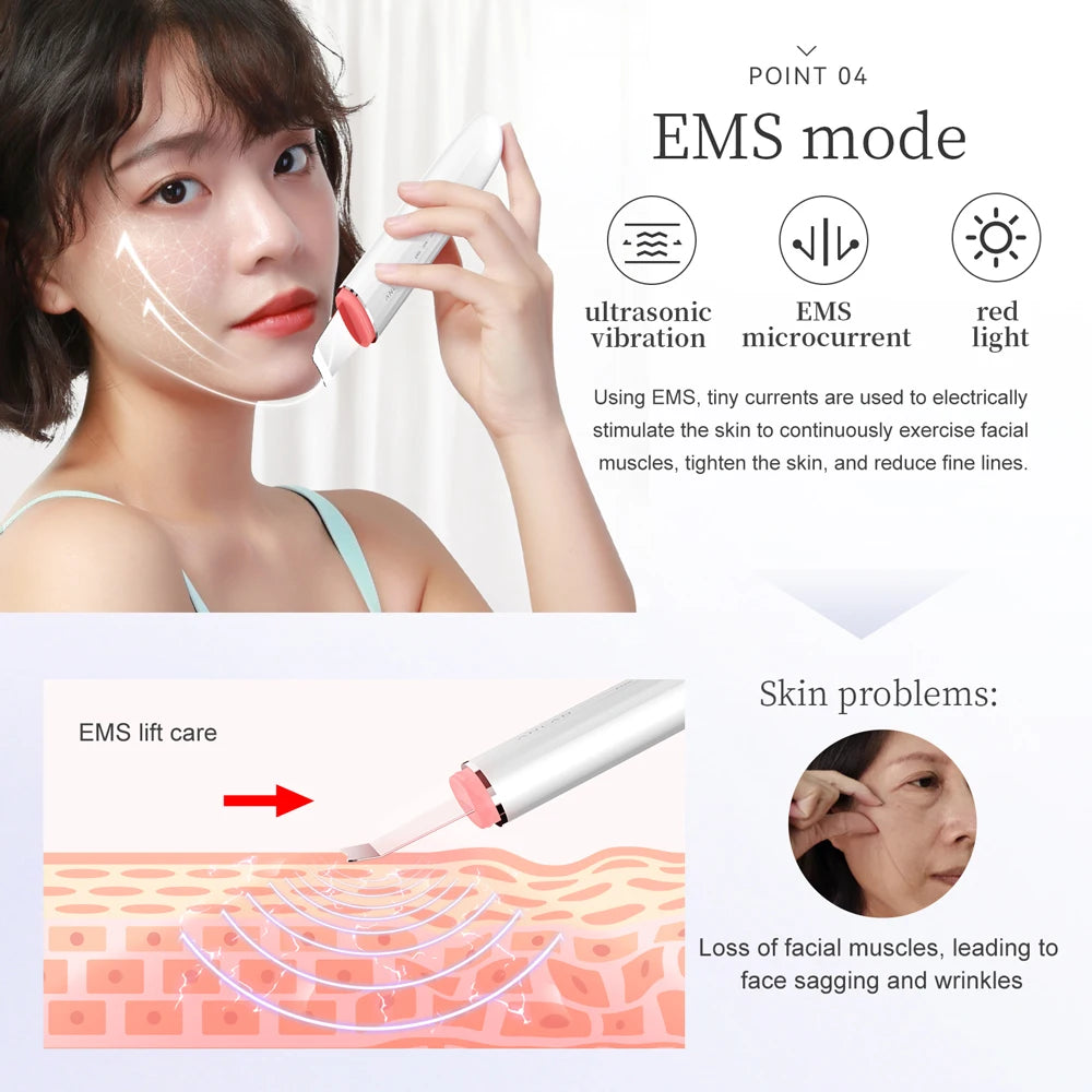 ANLAN Limpiador Facial Ultrasónico – Limpiador de Poros Profundo con Peeling Ultrasónico, Dispositivo LED Rojo y Azul para Lifting Facial (Resistente al Agua IPX7)