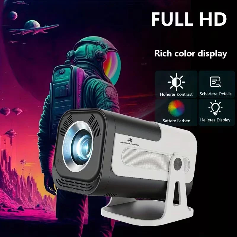 HY320 Mini Projector – 4K Supported Android 13 Portable Projector with Native 720P, 390 ANSI Lumens, WiFi 6 & Bluetooth 5.0