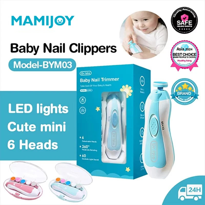 MAMIJOY Cortaúñas Eléctrico para Bebés con Luz LED – Kit de Cuidado de Uñas para Bebés Recién Nacidos, Lactantes y Niños Pequeños, de Bajo Ruido y 4 Velocidades