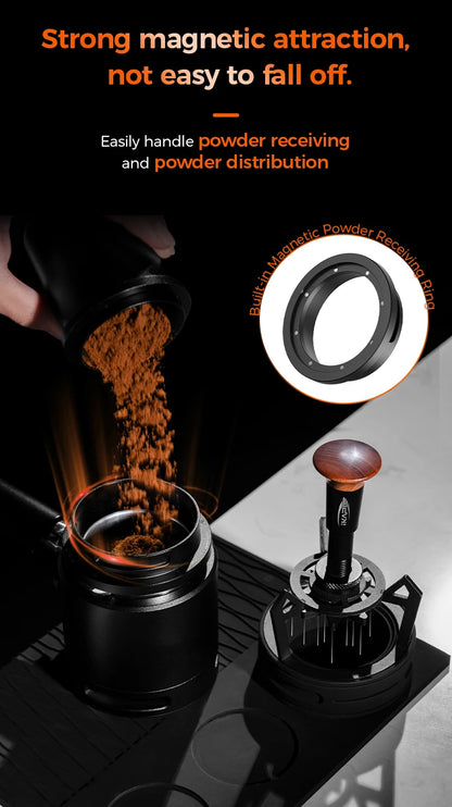 IKAPE V3 Herramienta WDT para Espresso – Agitador de café giratorio con embudo dosificador y soporte, Herramienta de distribución de espresso para baristas, Posos de café y accesorios para cafetería casera