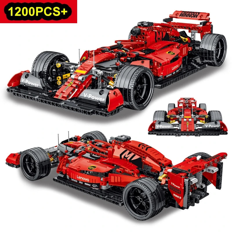 1200PCS Super Racing Car Building Blocks – Classic Red Sports Car 3D Model Construction Set, Creative Desktop Decor & Christmas Gift for Kids and Adults