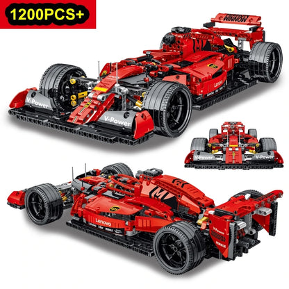 1200PCS Super Racing Car Building Blocks – Classic Red Sports Car 3D Model Construction Set, Creative Desktop Decor & Christmas Gift for Kids and Adults
