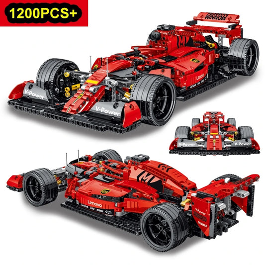 1200PCS Super Racing Car Building Blocks – Classic Red Sports Car 3D Model Construction Set, Creative Desktop Decor & Christmas Gift for Kids and Adults