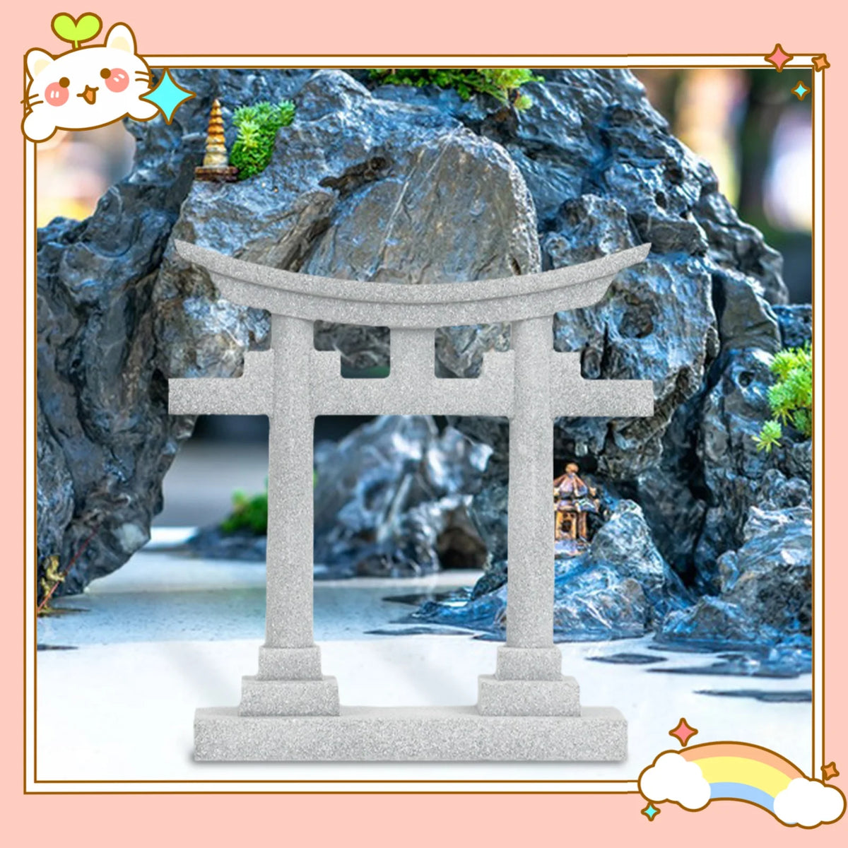 Japanese Torii Gate Aquarium Ornament – Shrine-Style Landscape Figurine for Fish Tanks, Decorative Hideout Cave & Aquascape Decor