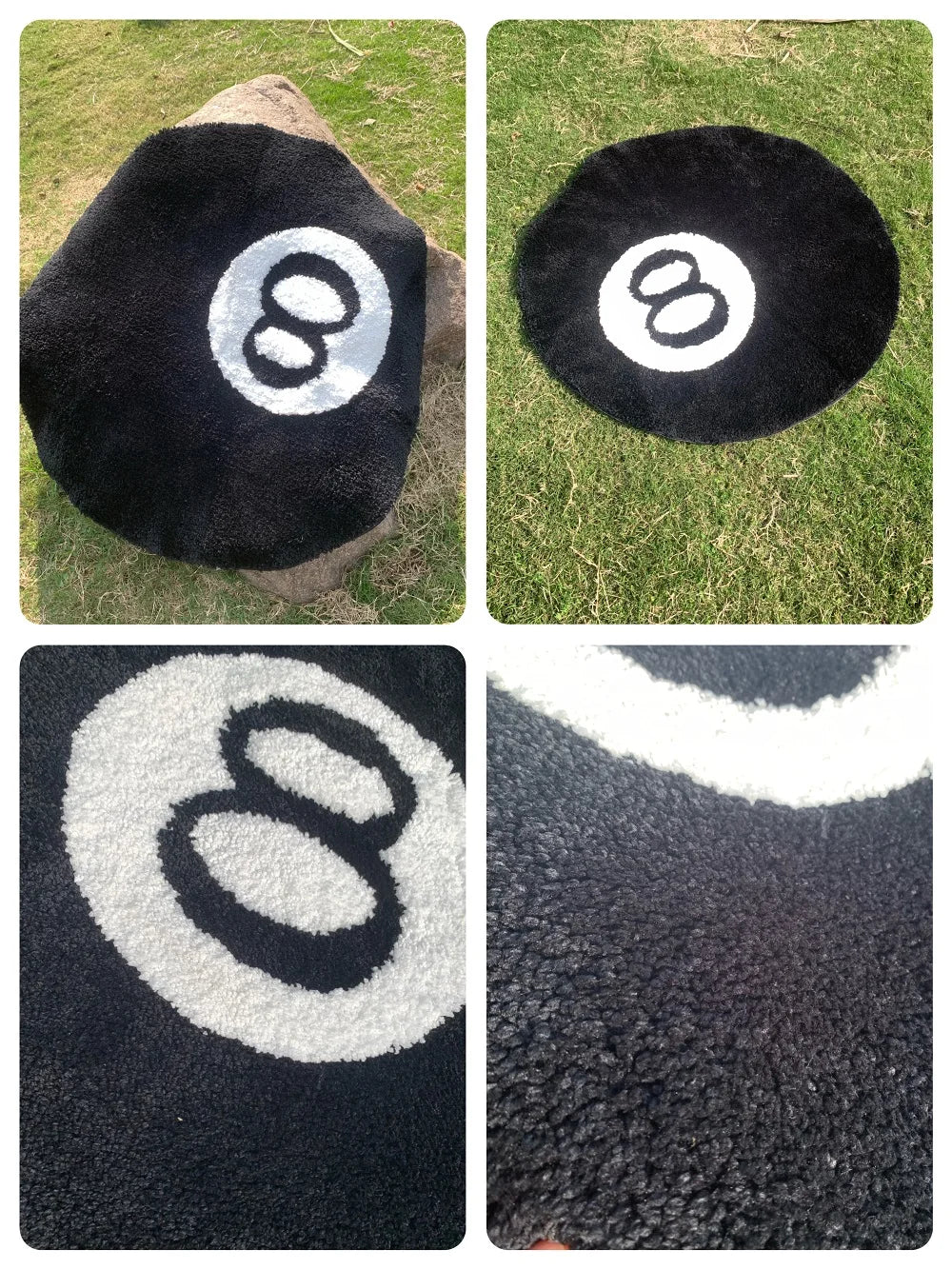 LAKEA Halloween 8 Ball Rug – Spooky Round Tufted Accent Mat, Soft Indoor Home Decoration Carpet, Horror Movie Inspired Floor Rug, Halloween Gift & Party Decor