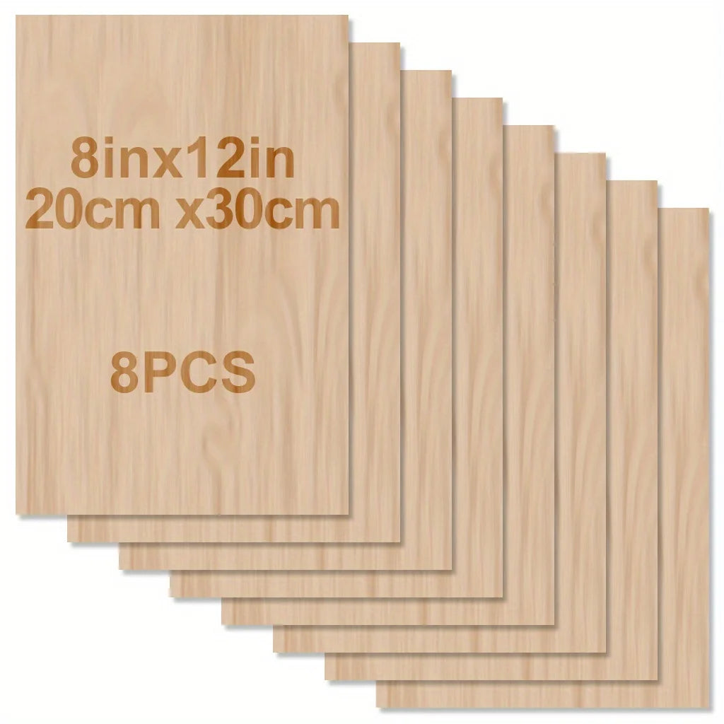 Feuilles de contreplaqué de tilleul (4 à 48 pièces) – Panneaux de bois de 20 × 30 cm découpés au laser de 2 mm pour les loisirs créatifs, la gravure laser, la peinture et la fabrication de modèles