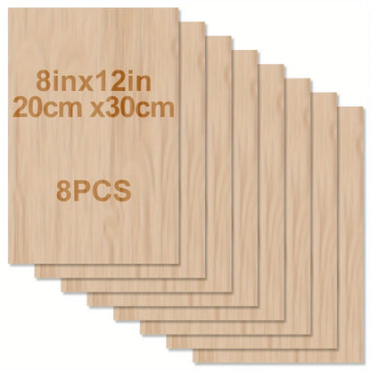 Feuilles de contreplaqué de tilleul (4 à 48 pièces) – Panneaux de bois de 20 × 30 cm découpés au laser de 2 mm pour les loisirs créatifs, la gravure laser, la peinture et la fabrication de modèles