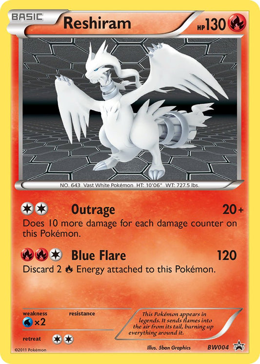 Reshiram 2011 BW Black Star Promo BW Black Star Promo #BW004 Jugado Moderadamente