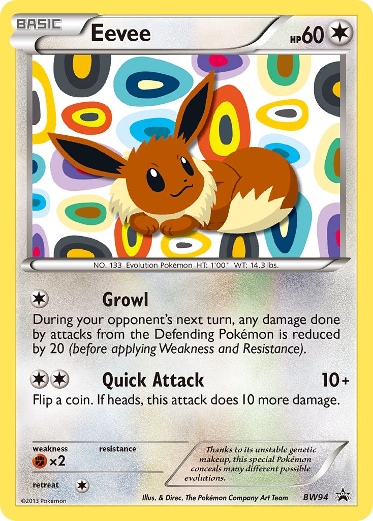 Eevee 2013 BW Black Star Promo BW Black Star Promo #BW94 Légèrement Jouée