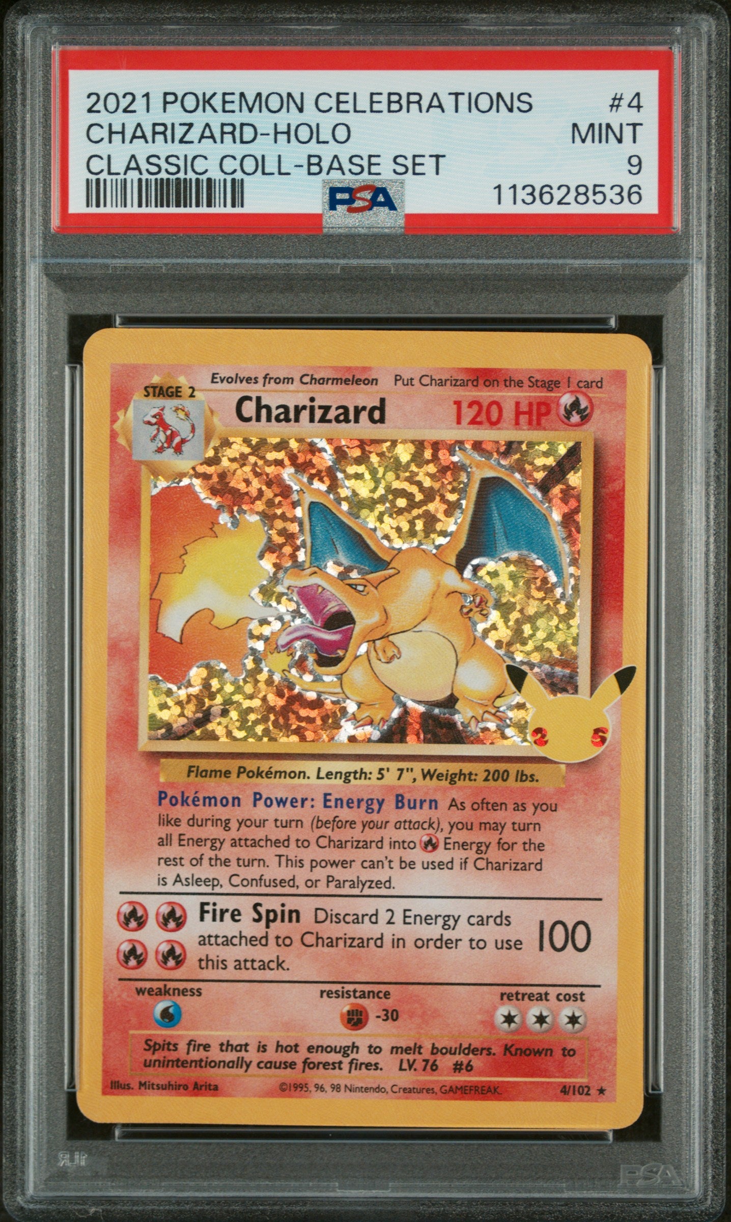 Charizard #4/102 Celebrations 2021 PSA 9