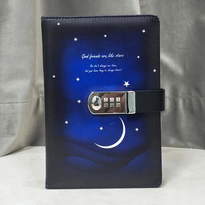 Password Lock Diary Notebook – Van Gogh Starry Night & Apricot Blossom Cover, 260-Page Secret Journal for Students & Kids