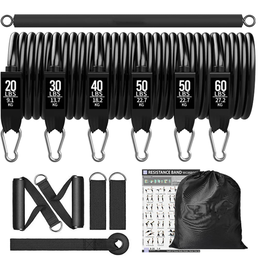 Juego de Bandas de Resistencia para Barra de Ejercicio – Expansor de Cuerda para Pilates y Yoga para Entrenamiento de Fuerza, Fisicoculturismo, Gimnasio en Casa y Ejercicios de Fitness