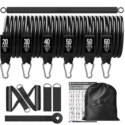 Juego de Bandas de Resistencia para Barra de Ejercicio – Expansor de Cuerda para Pilates y Yoga para Entrenamiento de Fuerza, Fisicoculturismo, Gimnasio en Casa y Ejercicios de Fitness