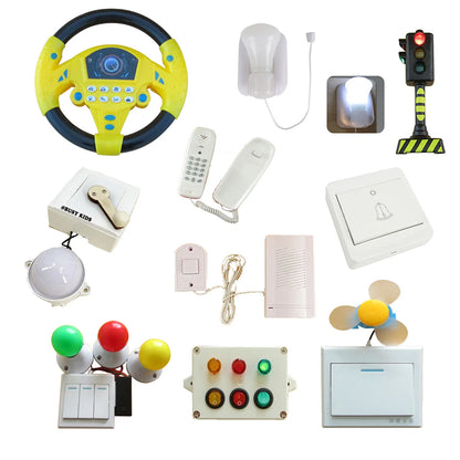 Accesorios para tablero de actividades Montessori – Piezas de tablero de actividades sensoriales DIY con enchufe eléctrico, juguetes de aprendizaje para niños