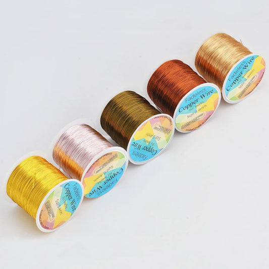 Alambre de Cobre para Joyería Resistente al Deslustre (0.3mm, 0.4mm y 0.5mm) – Alambre para Cuentas de Manualidades para Fabricación de Joyas y Artesanías DIY