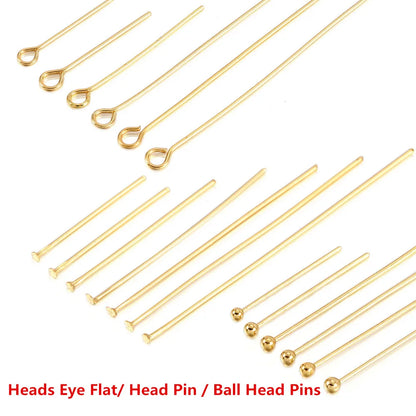 Juego de 50 a 100 imperdibles de acero inoxidable – Alfileres de bola, planos y de ojo chapados en oro y plata para hacer joyas y manualidades DIY